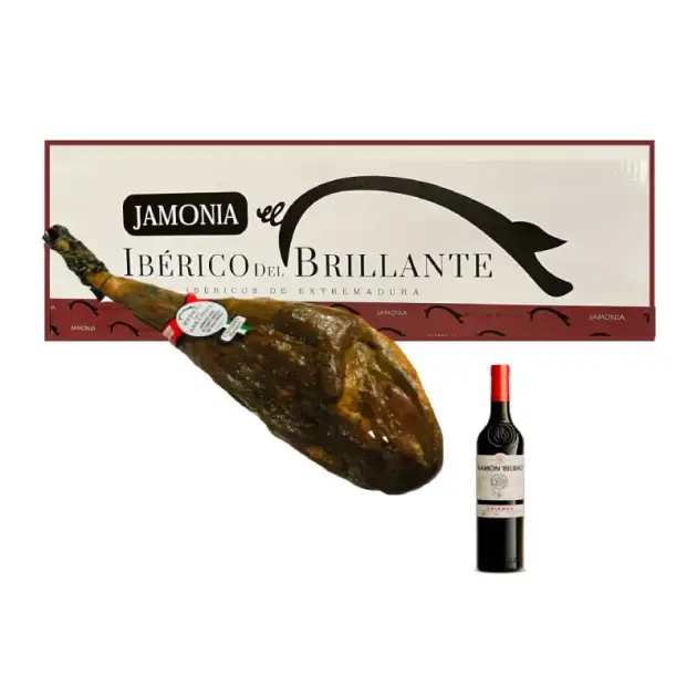 Lote Jamón Ibérico del Brillante y Botella vino Rioja Ramón Bilbao